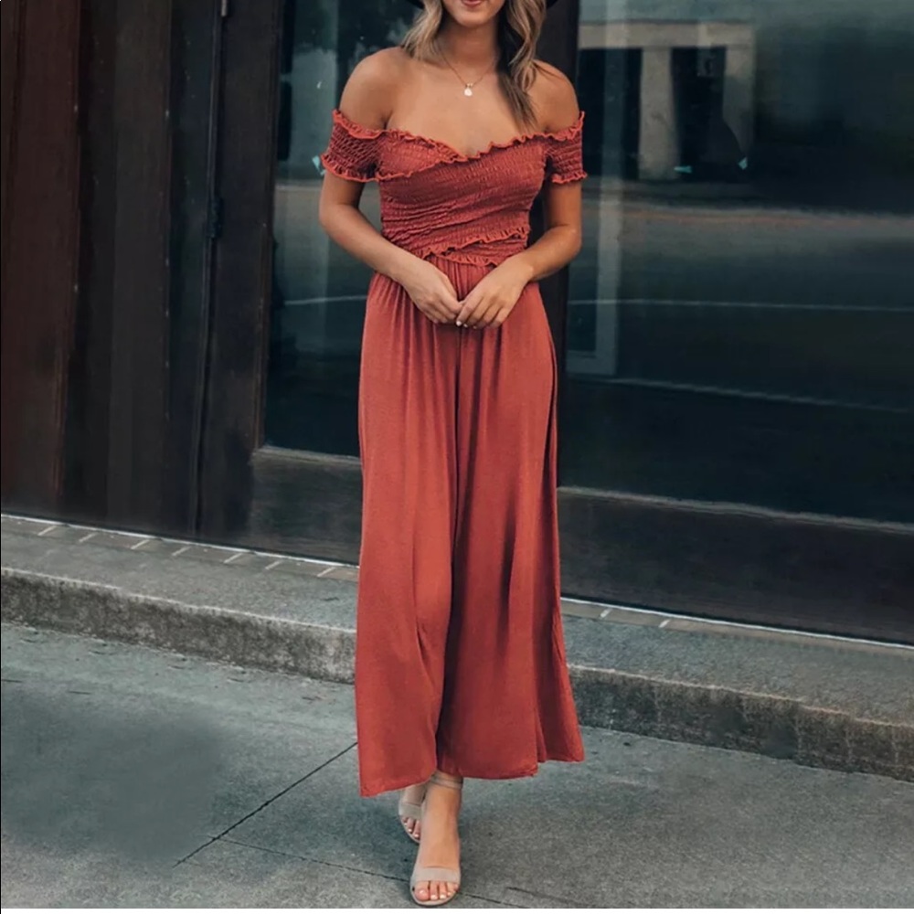 Cold Shoulder Romper Wide Leg Jumpsuit